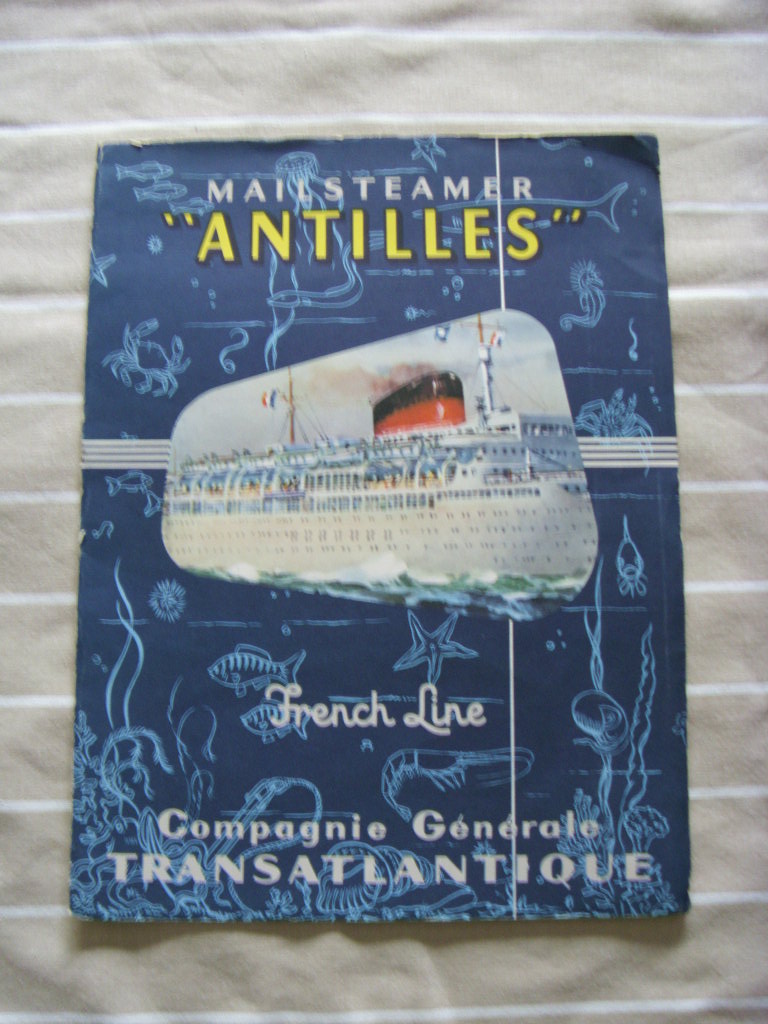 FULL COLOUR PULLOUT BOOKLET FROM THE FRENCH LINE VESSEL THE ANTILLES